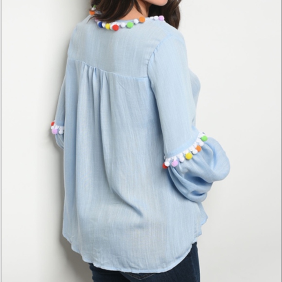 Blue Tassel & Pom Spring Top - Picture 2 of 2